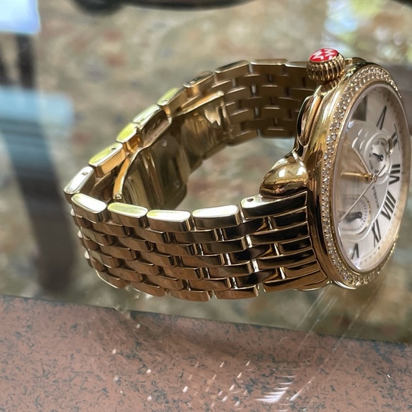 Michele Limited Edition Serein Gold Diamond Bezel Watch w/ Mother Of Pearl Dial - Picture 3 of 6